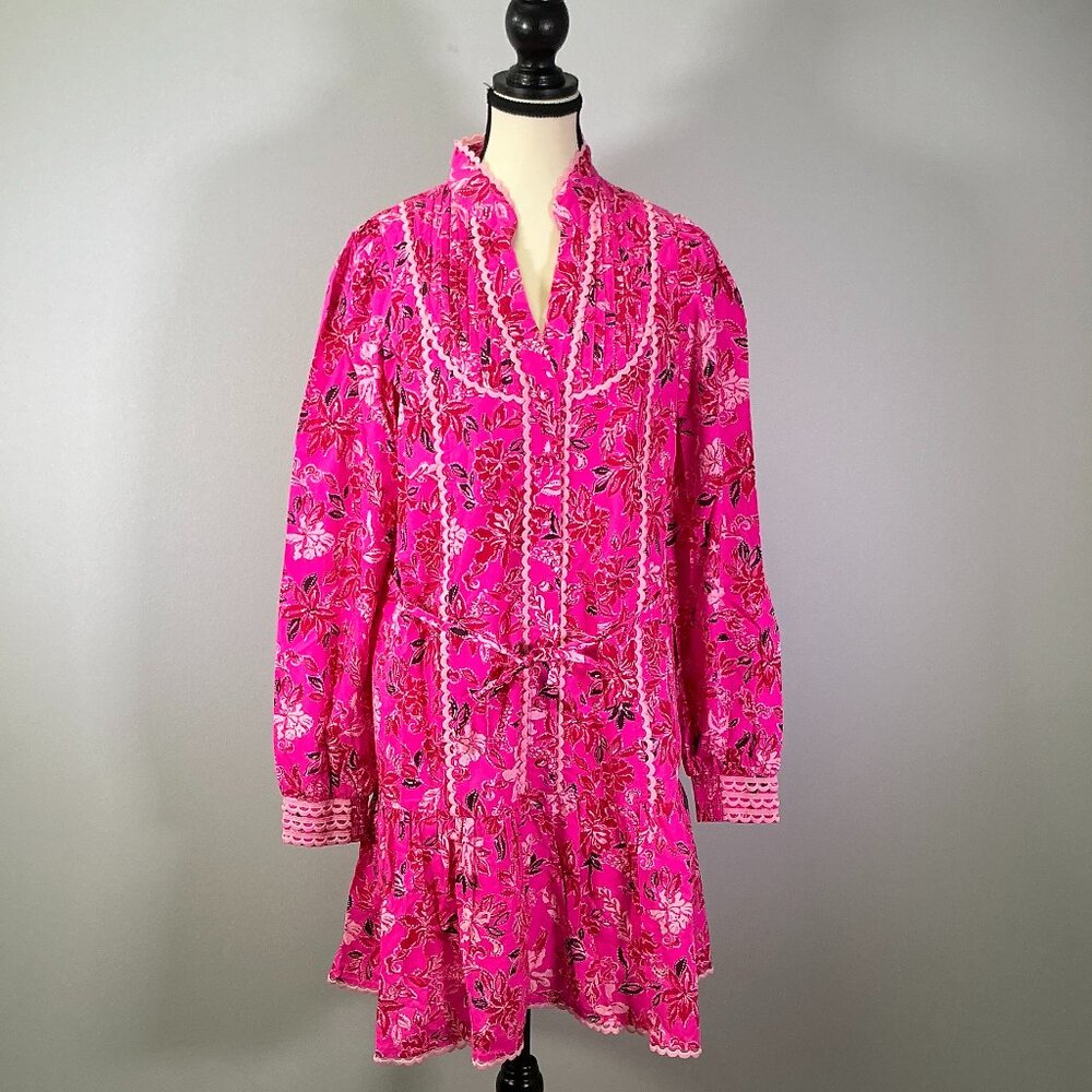 Lilly Pulitzer Hot Pink Floral Long Sleeve Dress
